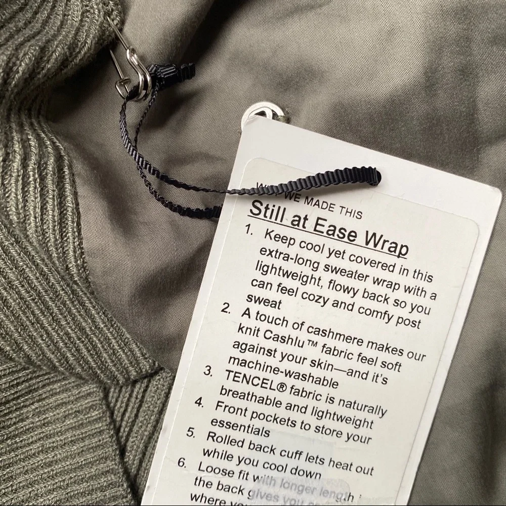 Lululemon Cashmere Long Cardigan Olive Green size 10 NEW